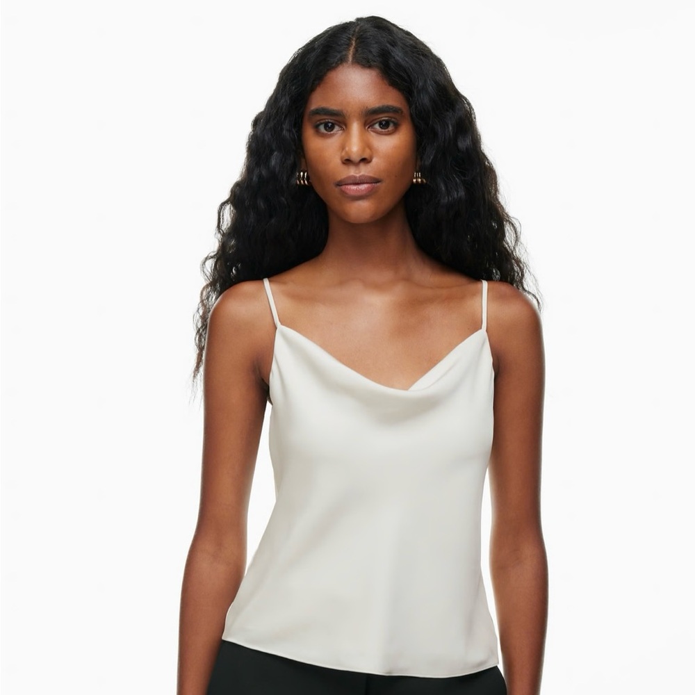 NWT: Aritzia Babaton Cowlneck Blouse, XS, Matte Pearl